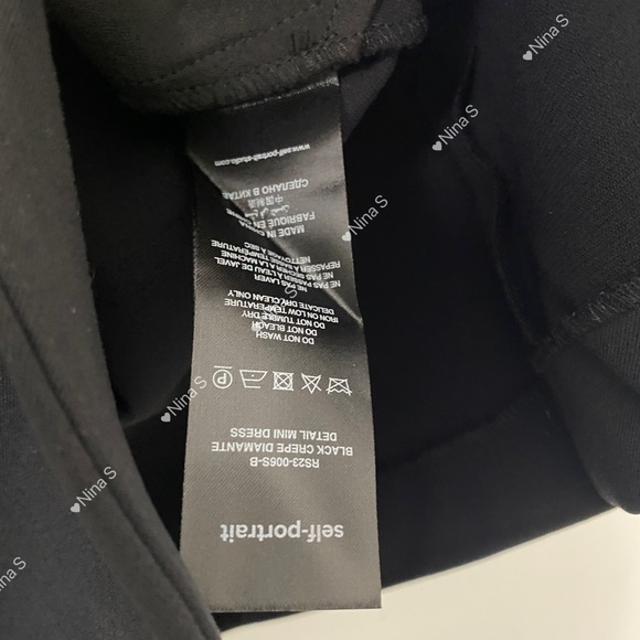 Self Portrait Black Crepe Rhinestone Detail Mini Dress/NEW - Picture 4 of 5